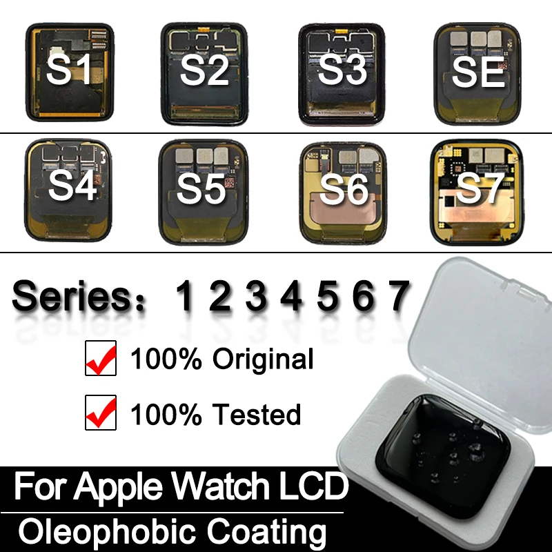 Per Apple Iwatch Series 1/2/3 Display Lcd Touch Screen Digitizer Assembly Per Iwatch Series 4 5 6 7 Lcd Con Rivestimento Oleorepellente