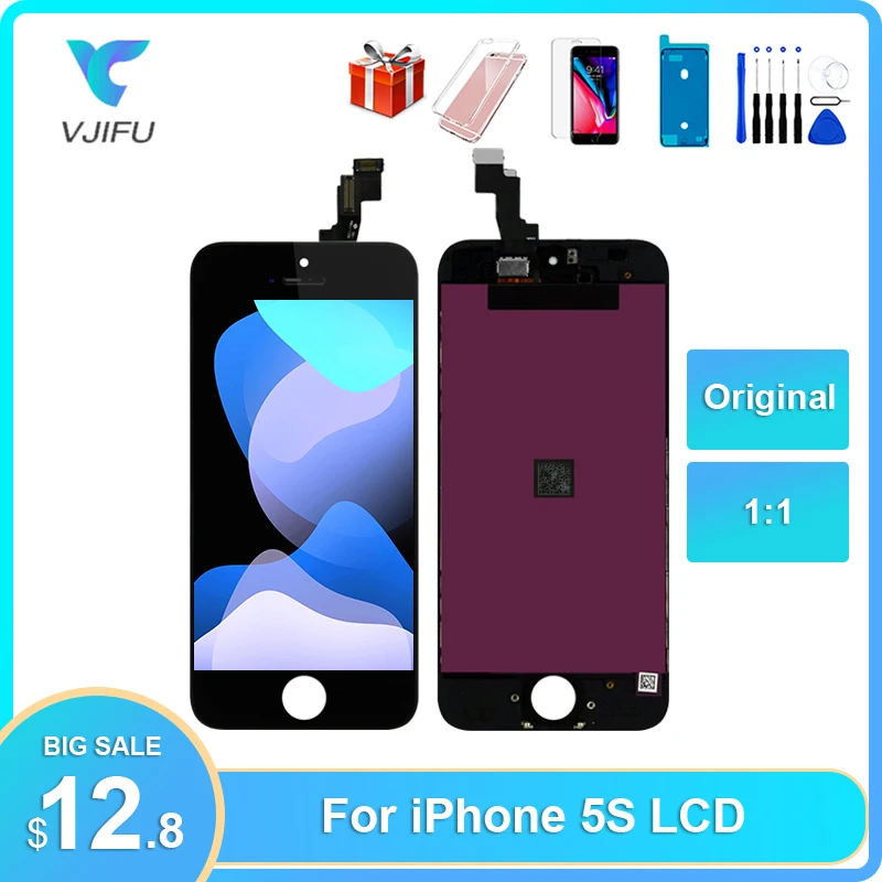 Display Lcd Oem Originale Per Iphone 5S Touch Screen Digitizer Assembly Phone Pantalla Sostituzione Nero Bianco Con Strumenti Regalo