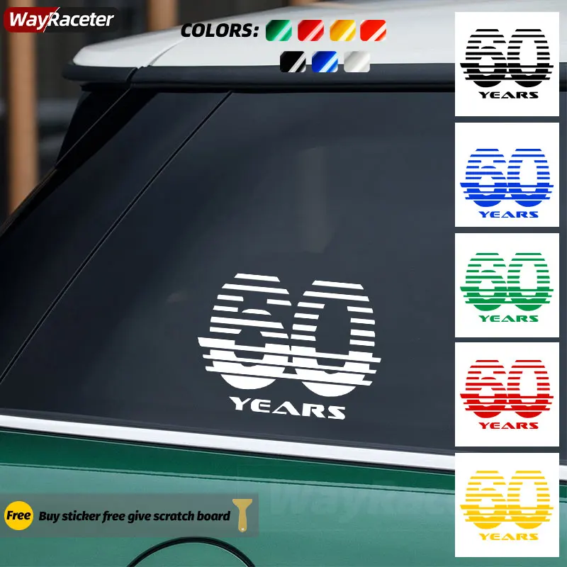 60 Anni Edition Car Window Sticker Body Bumper Trunk Decalcomania Riflettente Per Mini Cooper Jcw F55 F56 F57 F60 F54 R56 R50 R53 R58