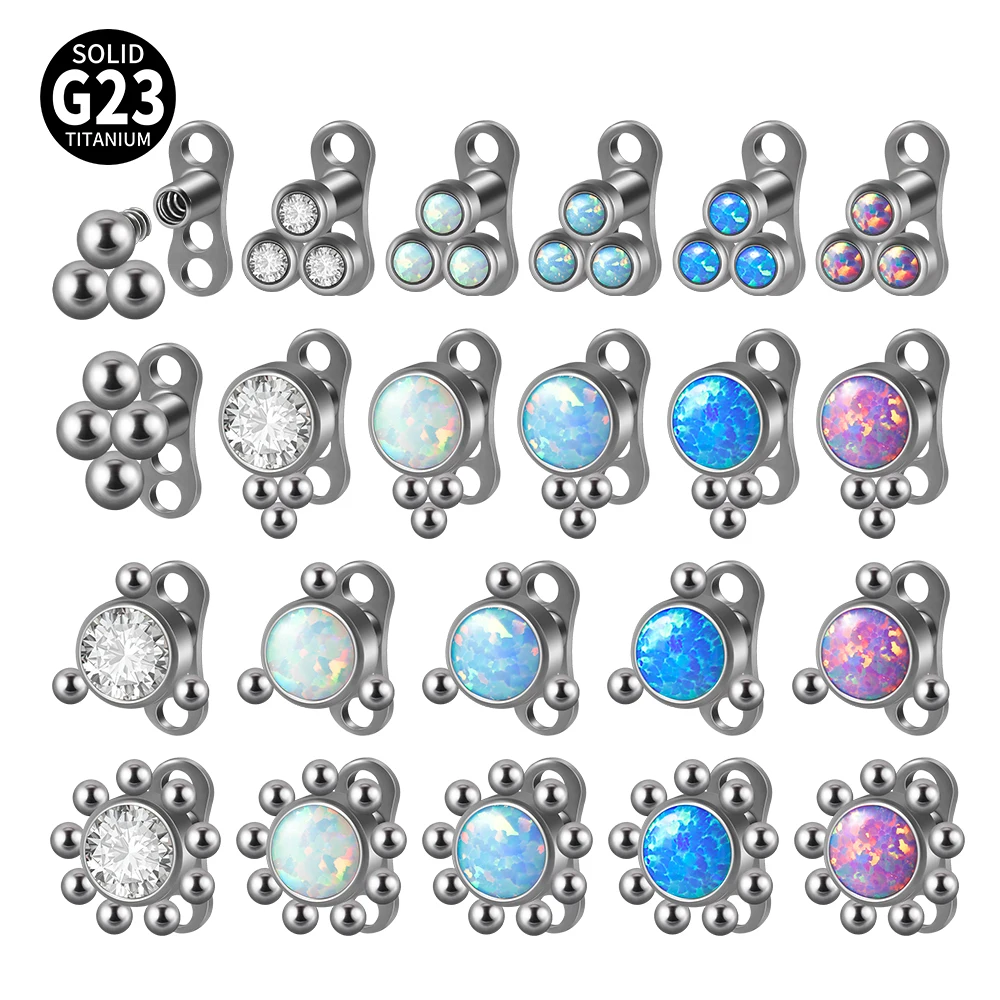 1 Pz Titanio Opale Cz Base Di Ancoraggio Dermico O Top Skinner Diver Micro Skin Diver Piercing Dermico Skinner Impianti Gioielli Per Il Corpo
