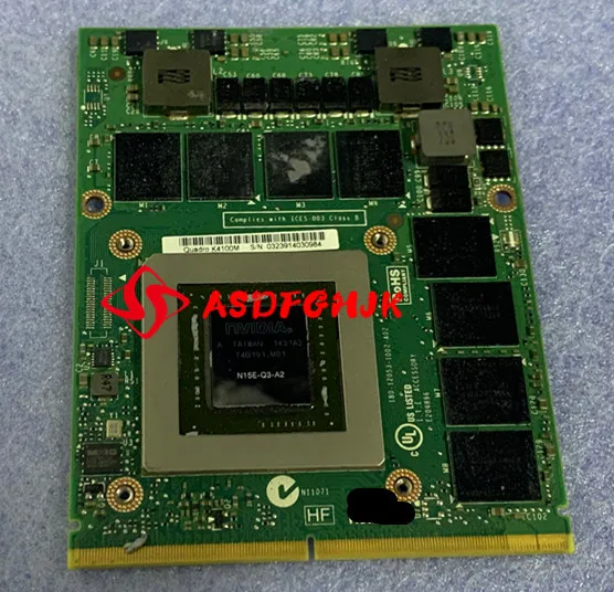 Per Dell M6800 M6700 Laptop 0 X8T6N Cn-0X8T6N X8T6N K4100M Gddr5 Video Vga Card 100% Tesed Ok