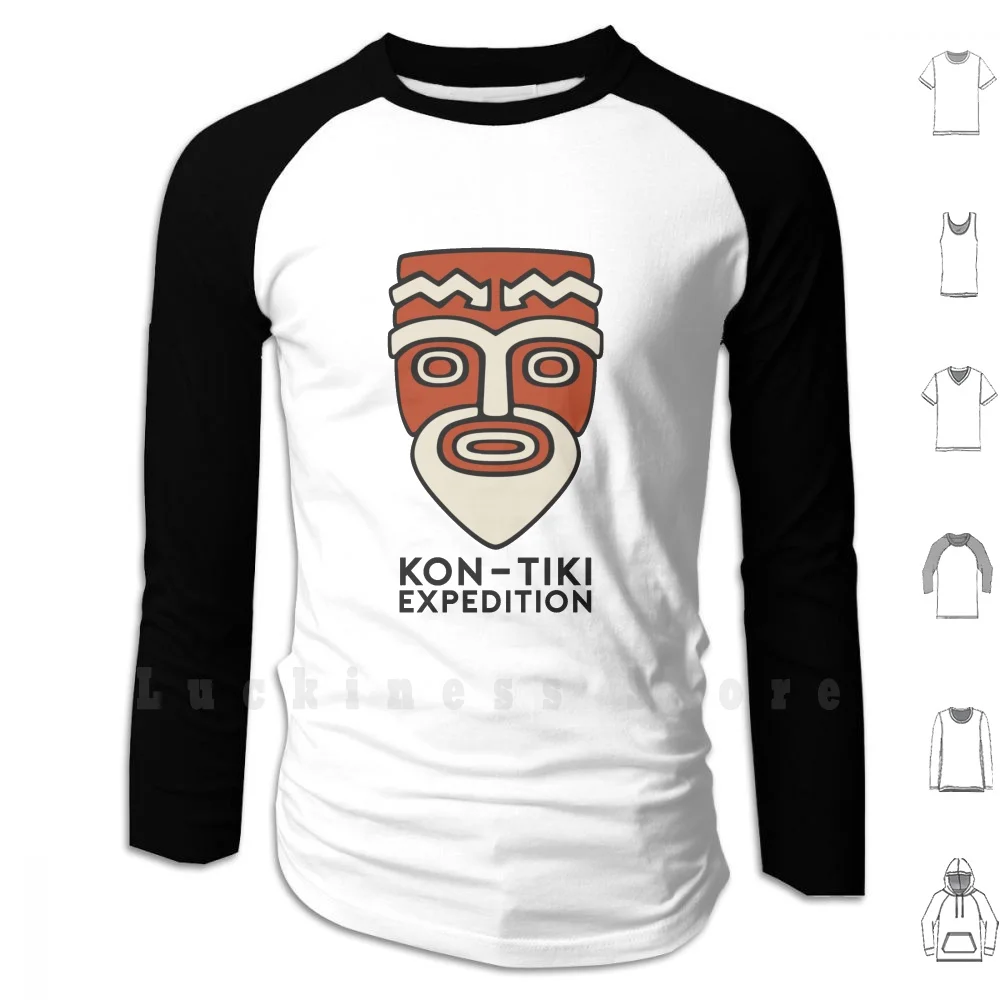 Kon Tiki Expedition Felpe Con Cappuccio Manica Lunga Kontiki Norvegia Isole Della Polinesia Francese Tropical Ocean Inca