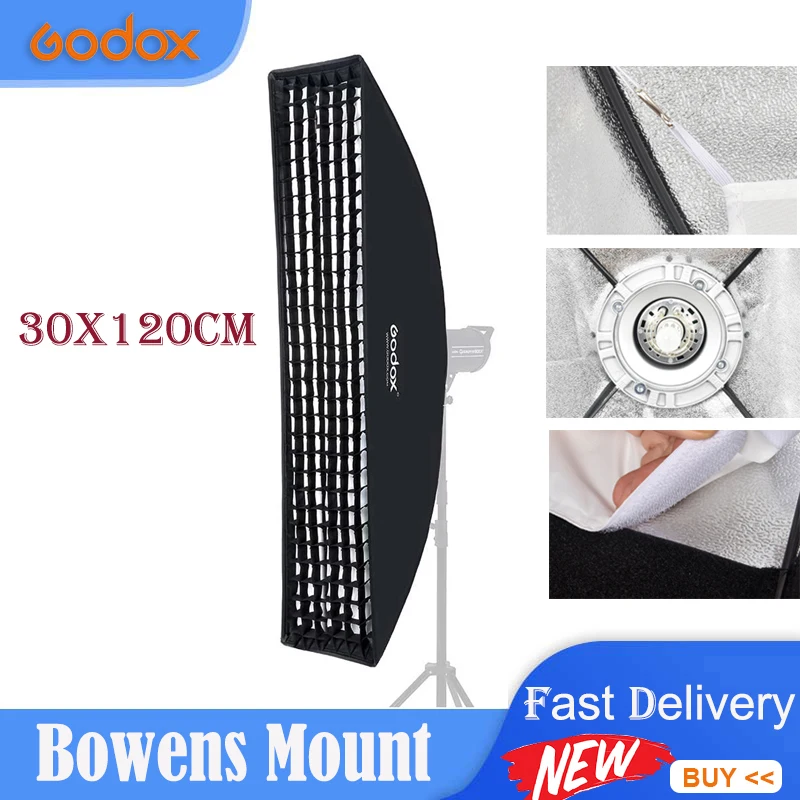 Godox 30X120Cm Griglia A Nido D'Ape Rettangolare Bowens Mount Strip Softbox Studio Softbox Stroboscopico