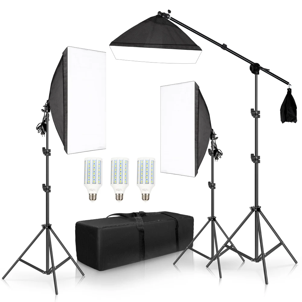 Sh 3Pcs Softbox Con Sandbag Professional Photography Photo Studio Softbox Lights Kit Di Illuminazione Braccio Dell'Attrezzatura