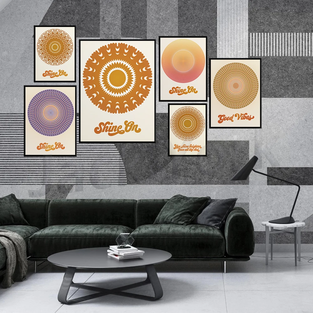 Shine On Gold Sunburst Print Versioni, Rise And Shine Sunburst, Stampe Moderne Sun Art, Sunrise Sunset Poster, Boho Sunshine