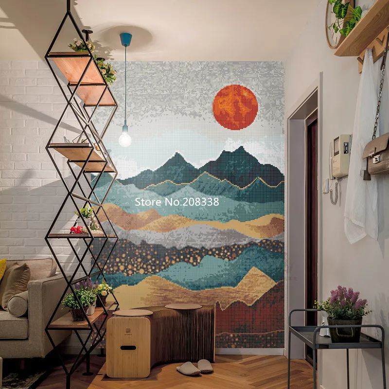 Rising Sun Glass Mosaic Art Piastrelle Murali