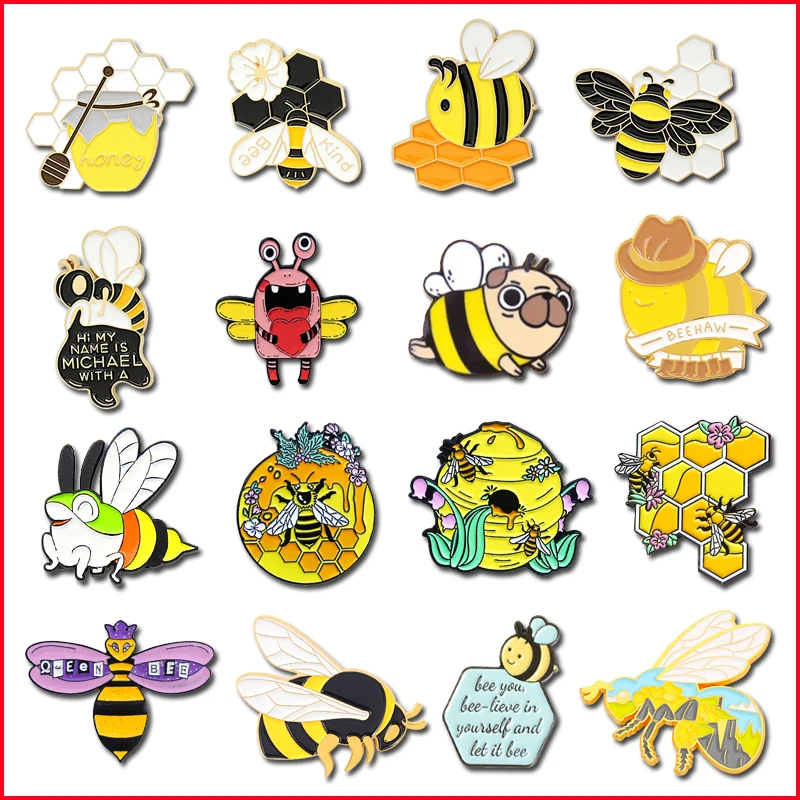 Cartoon Bee Spilla Smaltata In Metallo Fashion Honey Jar Nest Queen Insect Badge Pin Cute Risvolto Zaino Gioielli Regalo Per Bambini Amici