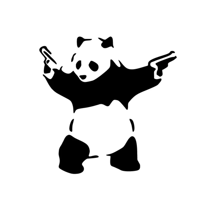 Z1090 # Decalcomania In Vinile Fustellato Per Panda Con Pistole Adesivo Per Auto Decorazioni Per Auto Impermeabili Su Laptop Lunotto Posteriore Paraur