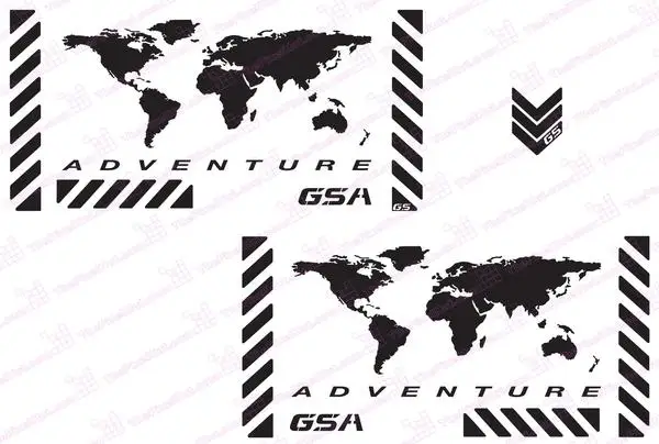 Kit Decalcomania Riflettente Per Moto Gsa Adventure "World Adventure" Per Borse Touratech