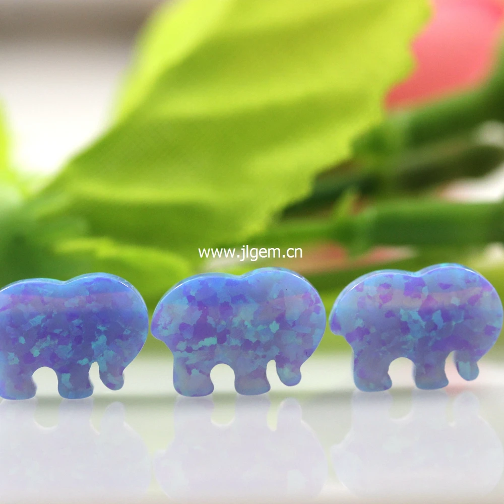 (2 Pz/5 Pz/Lotto) 8.6 X12Mm Fire Light Blue Op06 Ciondolo Opale Elefante Per Bracciale E Collana