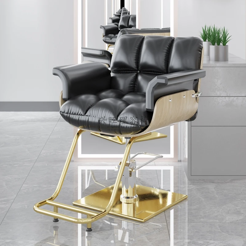 Salon Beauty Barber Chair Iron Barbershop Gold Vintage Men Barber Chair Design Personalizzato Silla De Barero Salon Furniture