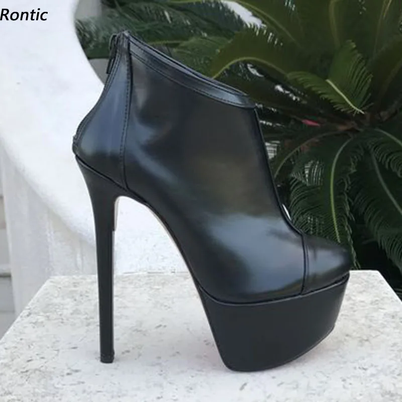 Rontic Free To Change Color Women Pumps Platform Tacchi A Spillo In Ecopelle Punta Tonda Scarpe Da Banchetto Nere Taglia Usa 5-20