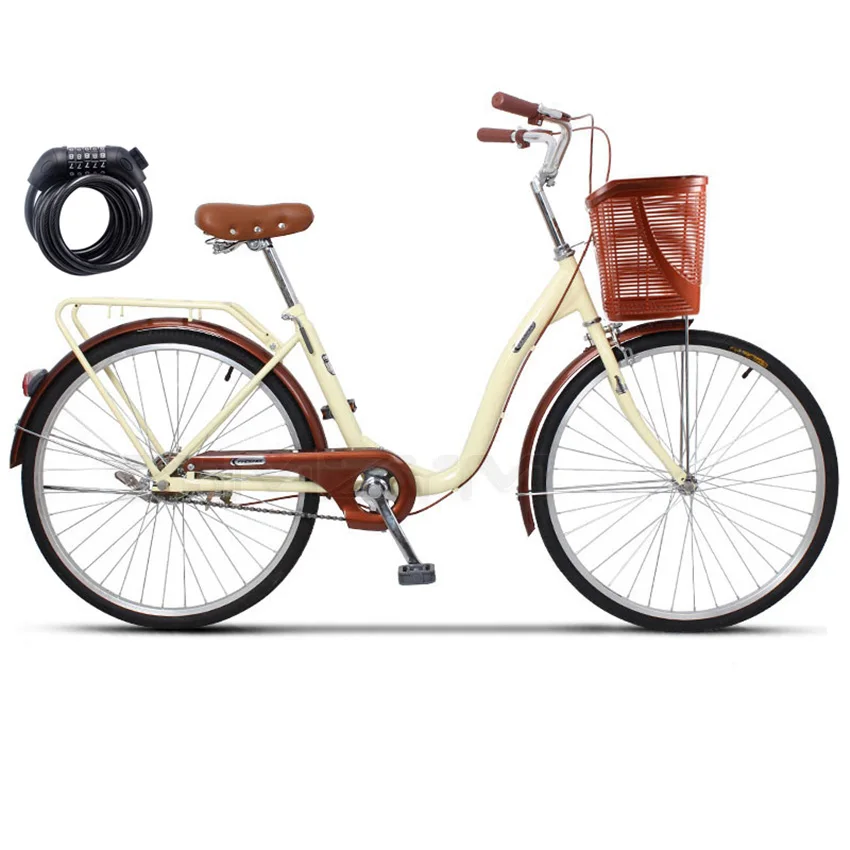 24''26 ''Bicicletta Da Donna Per Adulti Retro City Student Bicicletta Freno A Tamburo Bicicletta Per Donna Bisiklet Ultraleggero 6 Velocità Bici Porta