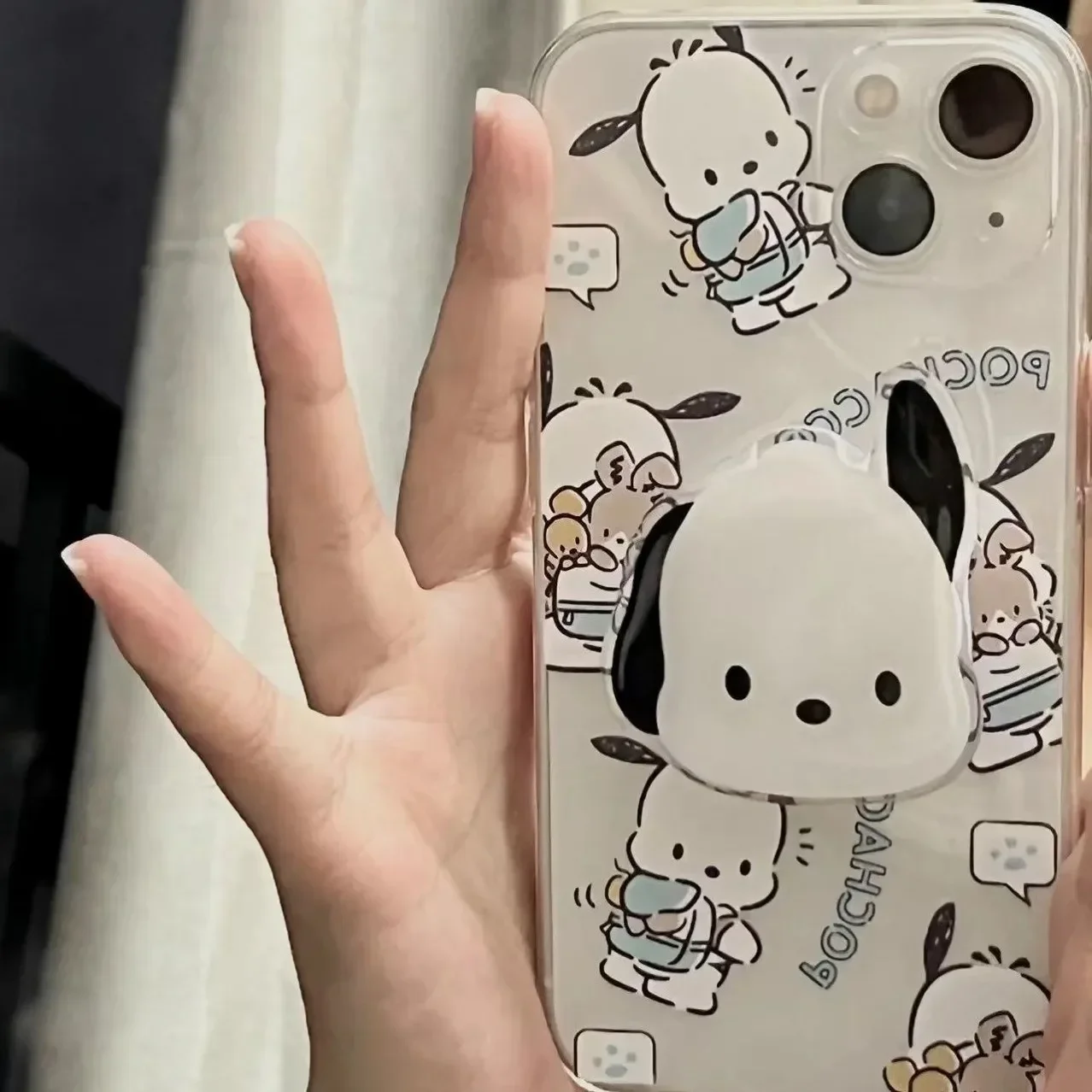 Sanrio Anime Pochacco Mobile Phone Shell Air Bracket Hellokitty Kuromi Melody Cinnamoroll Accessori Pieghevoli Telescopici Regalo