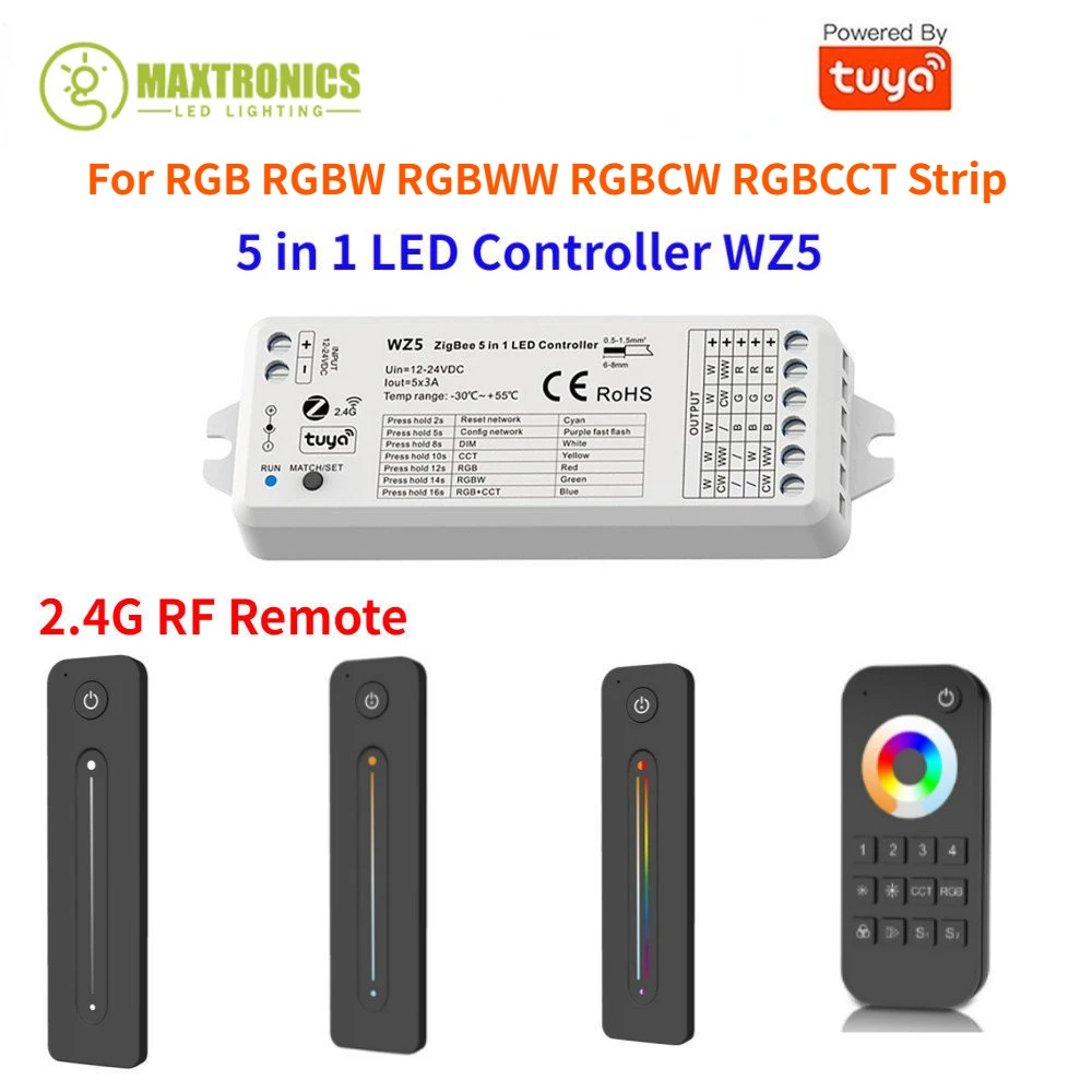 Dc12V-24V Zigbee Smart Led Controller 2.4G Rf Remote Google Echo Plus Controllo Vocale Dim Per Rgb Rgbw Rgbww Rgbcw Rgbcct Strip