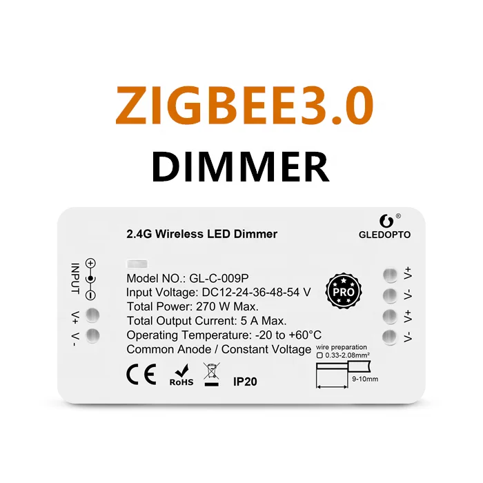Zigbee 3.0 Smart Pro Dim Cct Rgbw Rgbcct Led Controller Funziona Con Google Home Echo Plus Smartthings 2.4G Rf Dc12-24V
