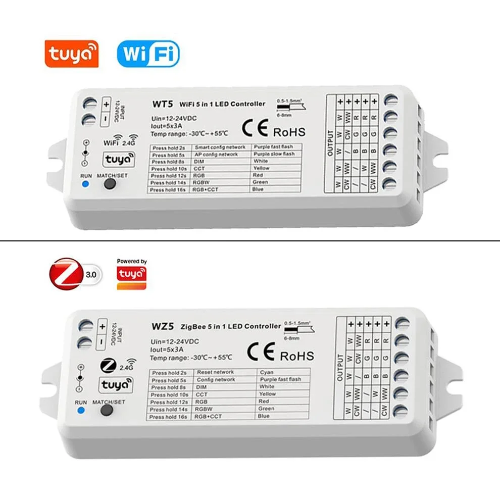 Tuya (Zigbee/Wifi)Smart Led Controller Single Color Dim Rgb Rgbw Rgbcct Strip 2.4G Rf Remote Google Echo Plus Controllo Vocale