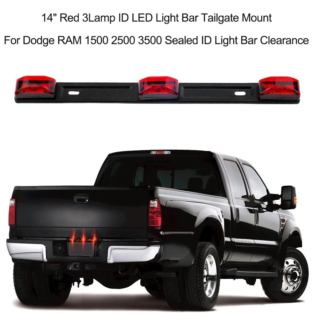 14 "Red 3Lamp Id Led Light Bar Supporto Per Portellone Posteriore Per Dodge Ram 1500 2500 3500 Sigillato Id Light Bar Clearance
