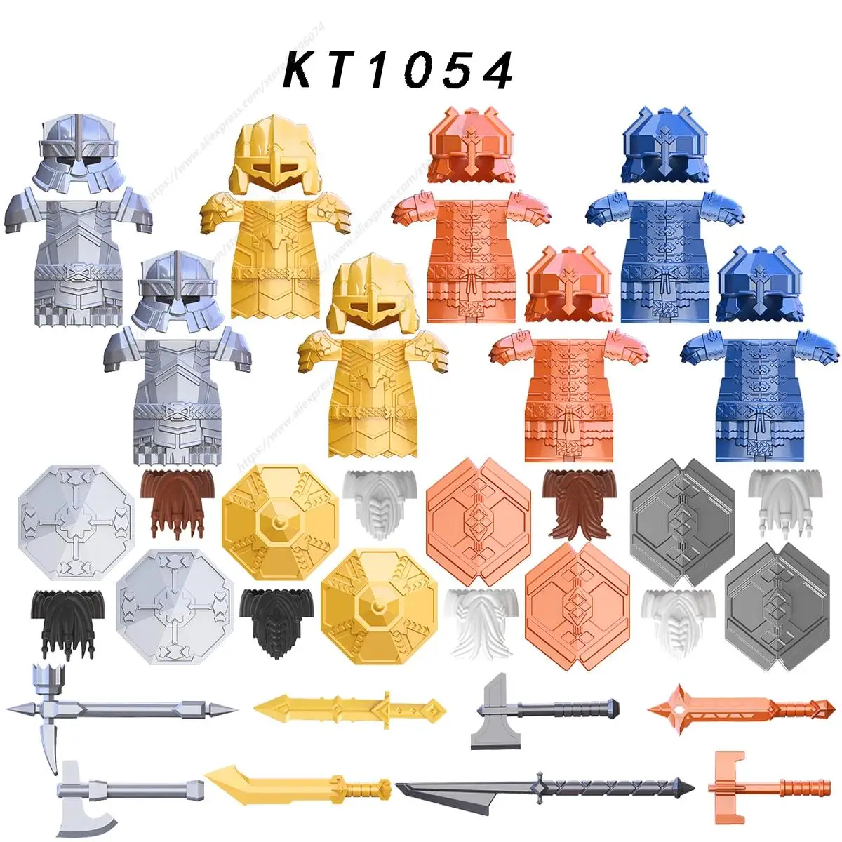 Singolo Cavaliere Medievale Gondor Fountain Guard Sword Lancers Head Accessori Building Blocks Toys Series-104 Kt1054 Xp411 Xp412