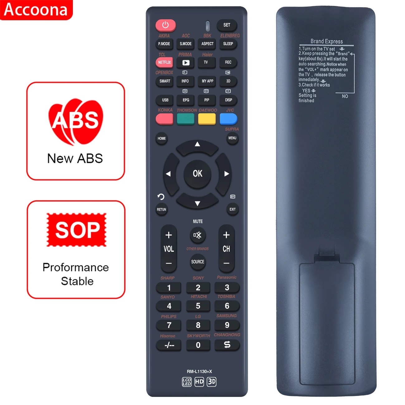 Rm-L1130 + X Telecomando Universale Per Tv Lcd Per Daewoo Akira Aoc Bbk Elenbreg Prima Openbox Thomson Jvc Supra Smart Tv Controller
