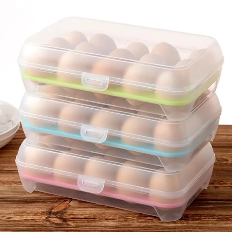 15 Cell Egg Carton Pp Cases Refrigerator Cases Practical Multifunctional Wild Storage Holder Container Egg Food Crisper C5J7