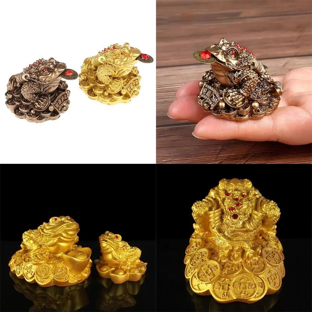 Gold Money Toad Creative Resin Fortune Craft Frog Lucky Gift Golden Frog Coin Ornamenti Da Tavolo