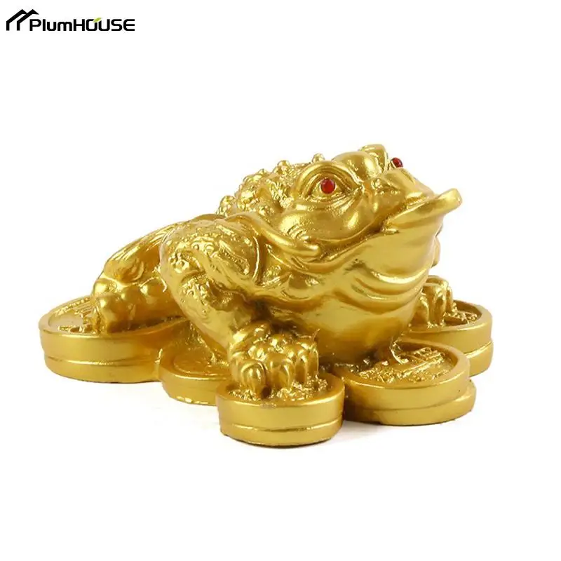 1 Pz Feng Shui Toad Money Lucky Fortune Wealth Chinese Golden Frog Toad Coin Home Office Decoration Desk Ornament Regalo Fortunato