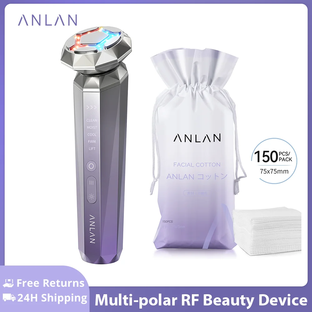Anlan Multi-Polar Rf Beauty Device Ems Face Lifting Massage Anti Aging Rughe Hot Cold Skincare Massaggiatore Facciale Multifunzione