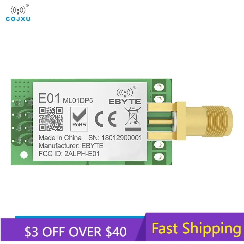 Schermo Del Ricevitore Del Trasmettitore 20Dbm Iot Rf Della Lunga Distanza 20Dbm Per Arduino Shield Spi Nrf24L01 Pa Lna 2.4Ghz Rf Modulo E01-Ml01Dp5 2