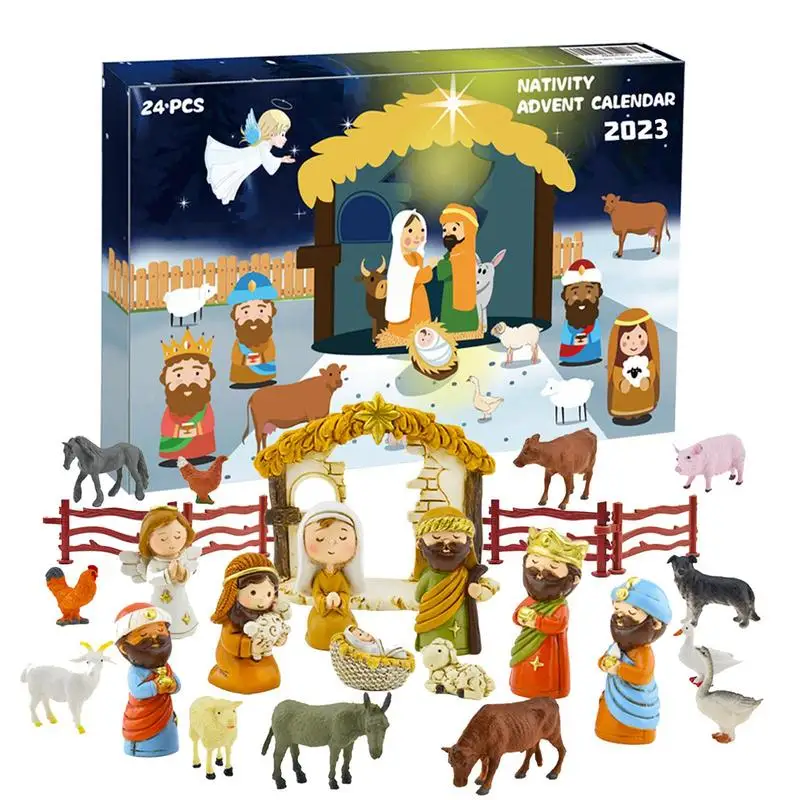 Natale 2023 Presepe Calendario Dell'Avvento Giocattoli In Miniatura Presepe Set Presepe Playset 24 Giorni Conto Alla Rovescia Di Natale