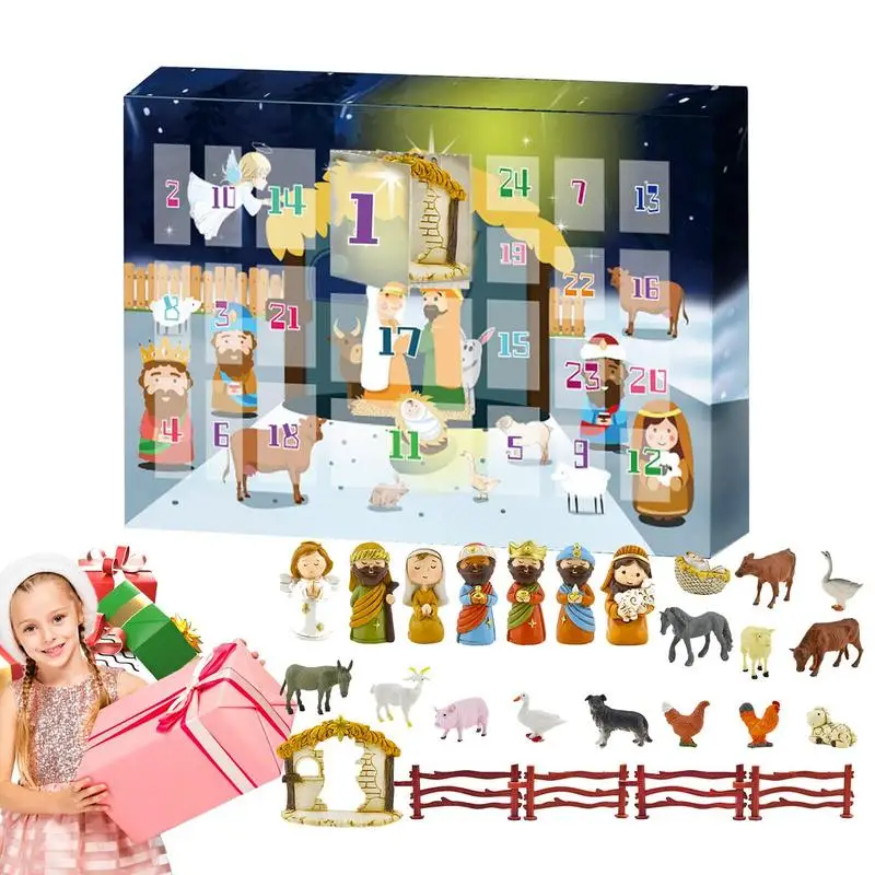24 Pz Natale 2023 Calendario Dell'Avvento Giocattoli In Miniatura Presepe Set Presepe Playset Carino Presepe Set