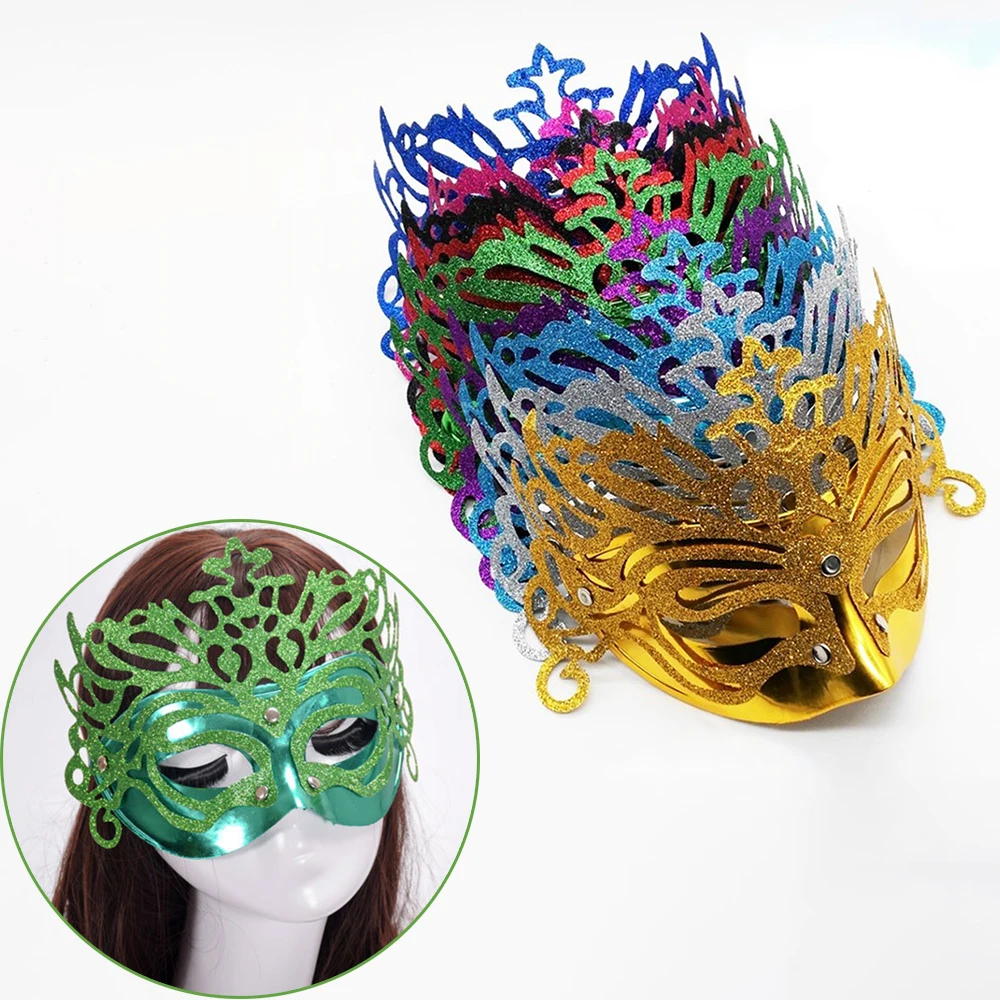 1Pc Colorato Oro Polvere Mezza Copertura Corona Maschera Puntelli Per Feste Maschera Mascherata Maschera Sexy Cena Decorazioni Per Feste Regalo Per Ba