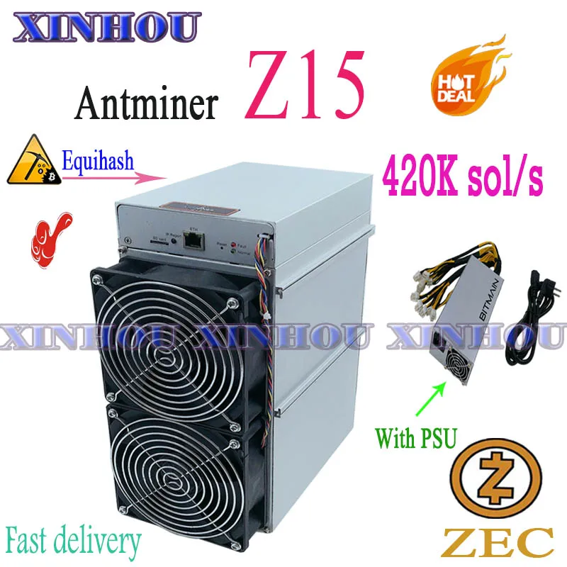 Minatore Zcash Zec Usato Antminer Z15 420K Minatore Asic Equihash Con Psu Bitmain Migliore Di Z9Mini Z9 Z11 Z11E S19 A9 A10Pro M30S A1