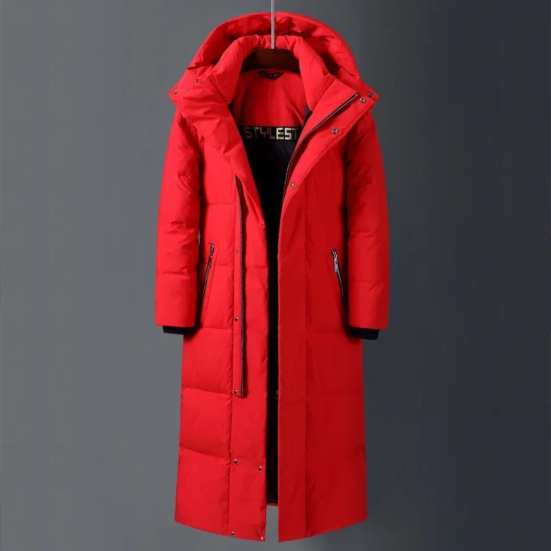 Mens Women Brand Red X-Long Down Coats 2024 Nuovo Inverno Sopra Il Ginocchio Addensare Caldo Cappello Staccabile Giacche Maschili Canada Coat 5Xl