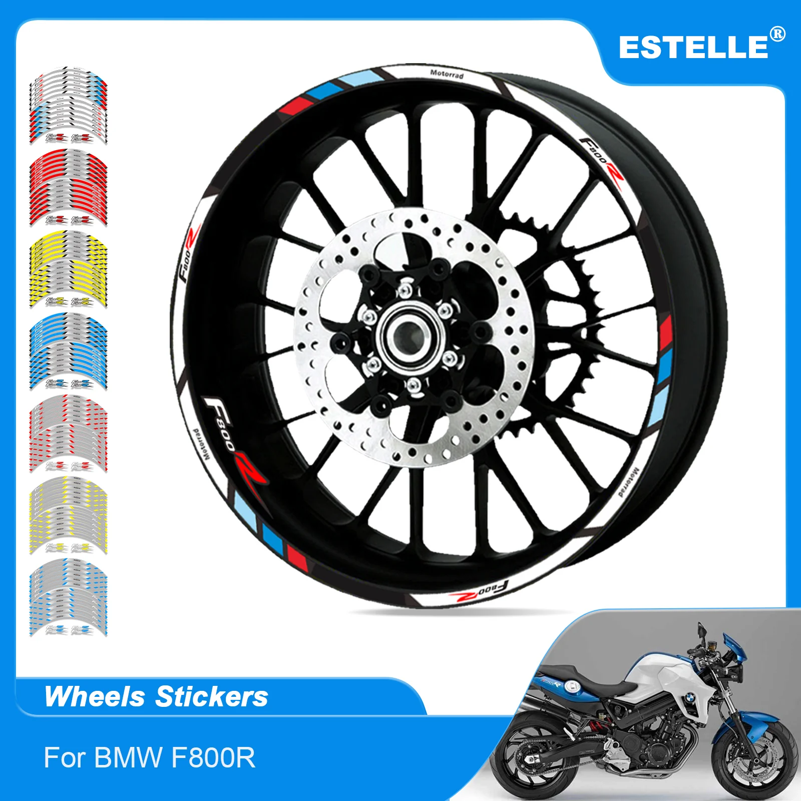 Vendita Calda Per Bmw F800R All Years Moto Decalcomanie Riflettenti Ruote Moto Rim Stickers Decorazione Styling Protection Rim Sticker