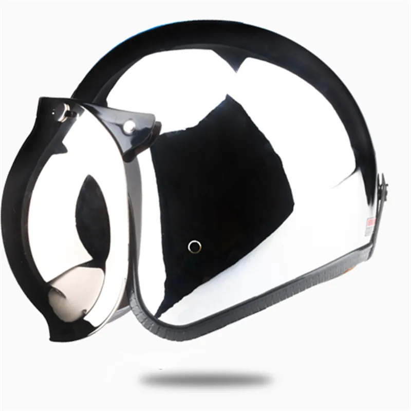 Vendita Calda Cool Vintage Scooter Moto Cruise Chrome Silver Mirror Color Half Open Face Moto Retro Helmet