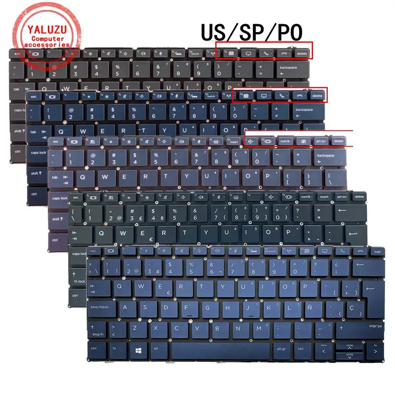 Nuova Tastiera Usa/Sp/Po Per Laptop Inglese Hp Elite Dragonfly G2 Max 13.3