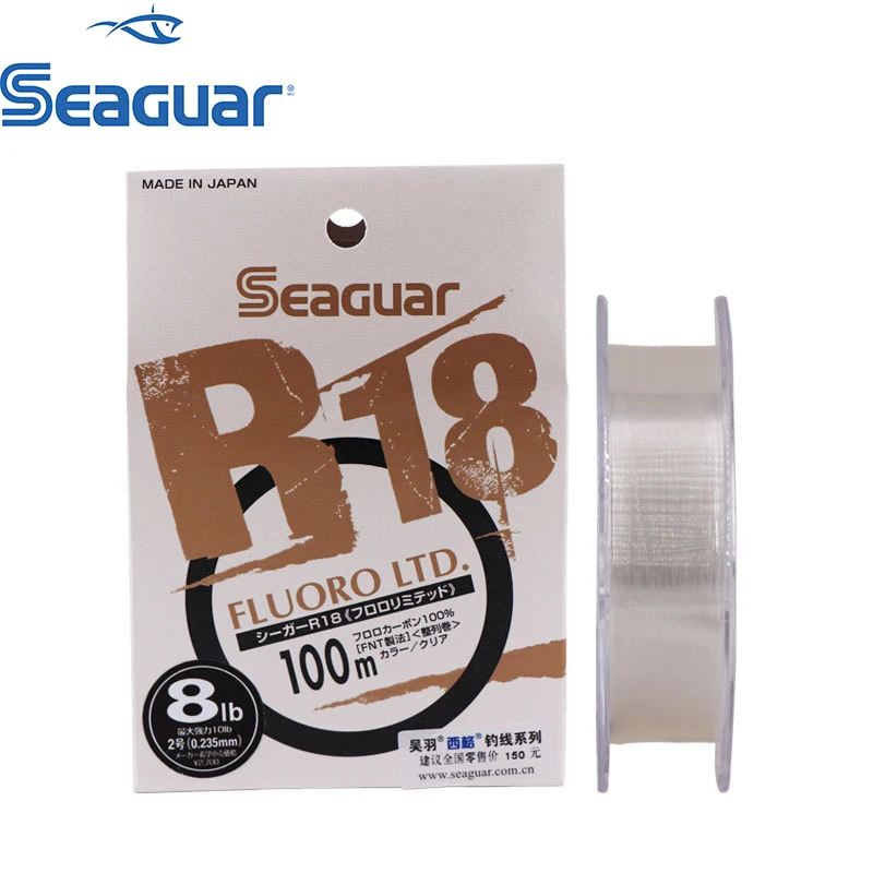 100% Originale Seaguar R18 Fluoro Ltd Lenza 3Lb-25Lb Fluorocarbon Fibra Di Carbonio Monofilamento Carp Leader Line