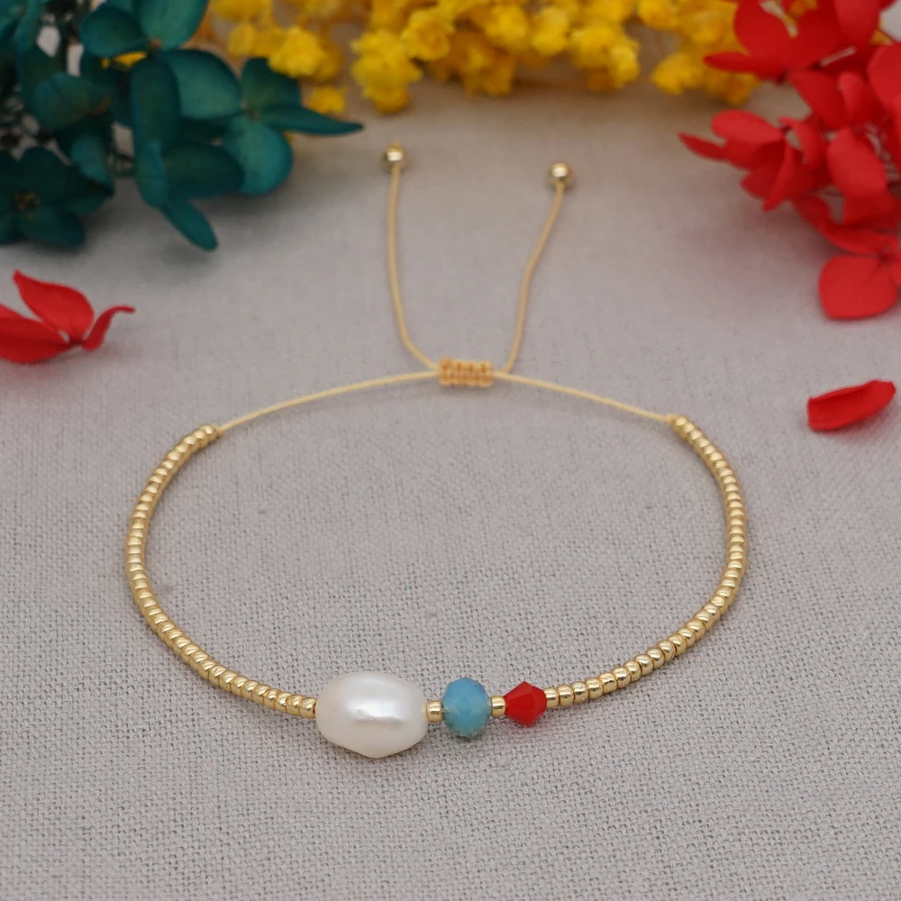 Go2Boho Color Oro Con Perline Pulseras Gioielli Regolabili String Perlas Bracciali Semplici Bracciali Di Perle D'Acqua Dolce Per Le Donne
