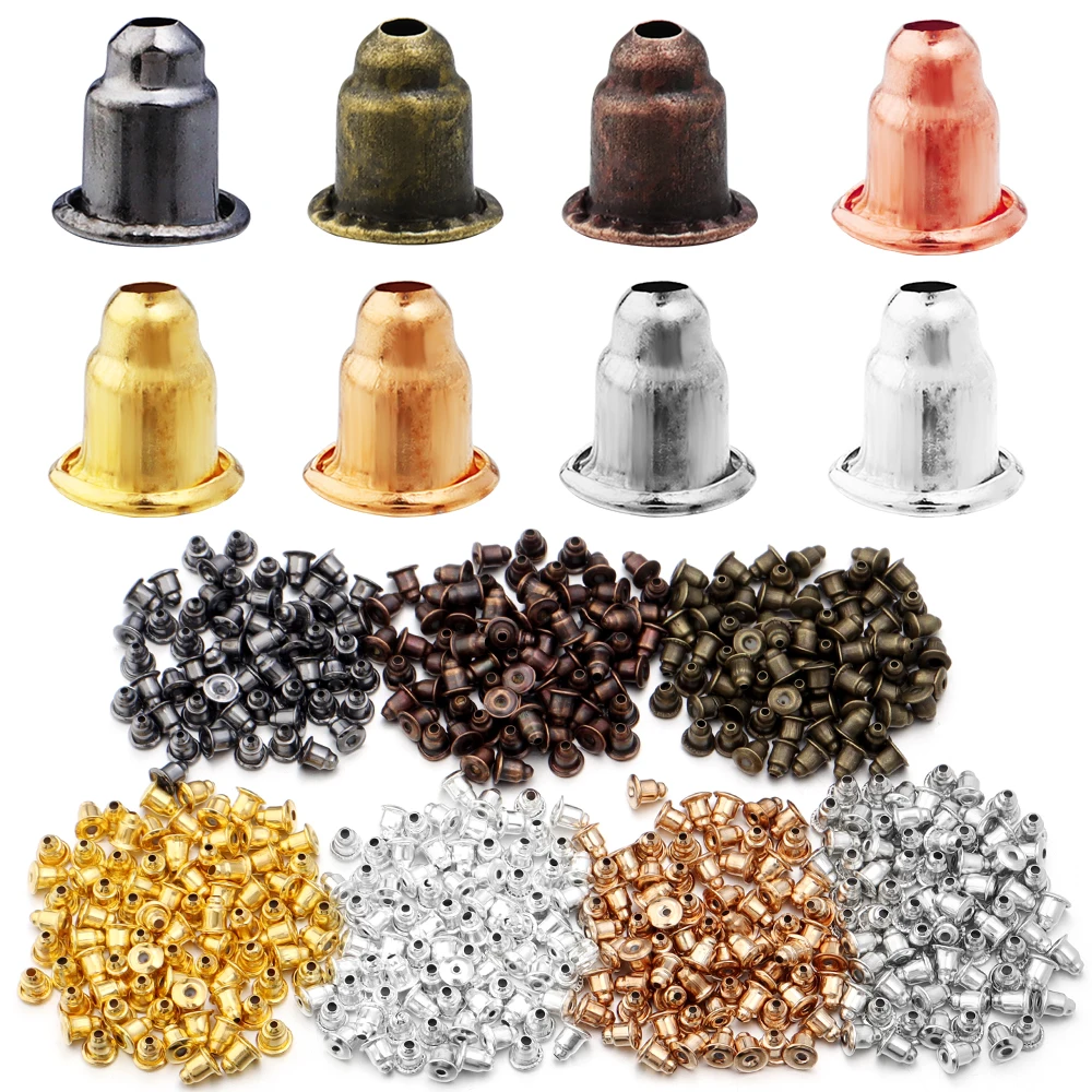 100-200Pcs Ear Backs Stopper Metal Classic Bullet Ear Studs Forniture Posteriori Per Gioielli Orecchino Fai Da Te Che Trovano Accessori