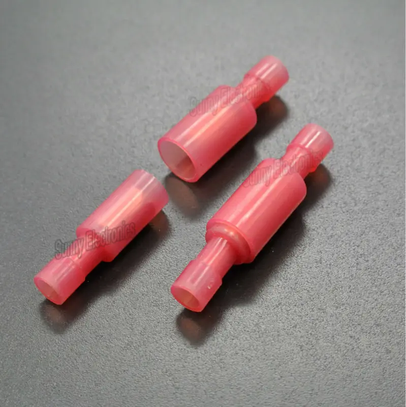 100 Red 22-16 Gauge Completamente Isolato Nylon Proiettile Connettori Terminali Wire Compagni Male & Female Spedizione Gratuita