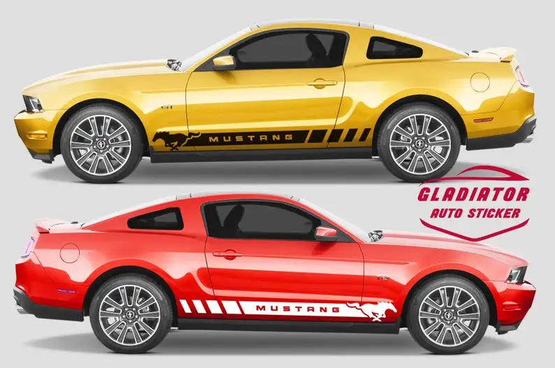 X2 Car Mustang Racing Side Stripes Decalcomanie Gt Shelby Convertible Stickers Car Styling