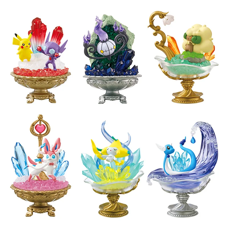 Pokemon Figure Re-Ment Gem Stone Collection 2 Pikachu E Sableye Sylvion Chandelure Dragonair Whimsicott Jirachi Pvc Toy