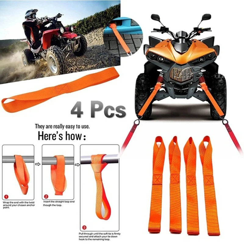 1/4Pcs Atv Soft Loop Tie Down Straps Cricchetto Traino Cargo Atv Moto 600Lbs Electric Tractor Ball Nuovo