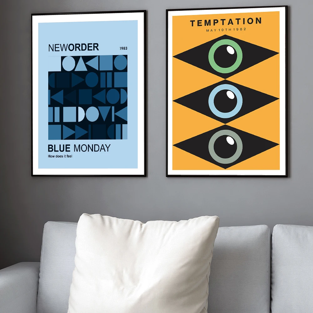 Tentazione Band Poster Blue Monday Music Canvas Painting New Order Band Retro Style Wall Art Pictures Abstract Home Office Decor