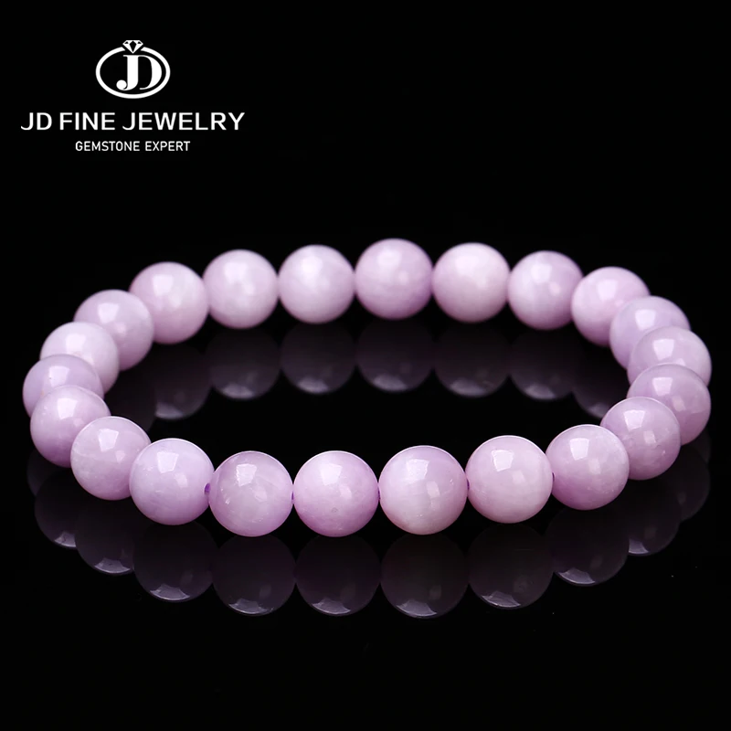 Jd 6A Natural Kunzite Purple Spodumene Stone Beads Bracciale Donna Charm Simple Circle Strand Bangles Yoga Energy Wrist Jewelry