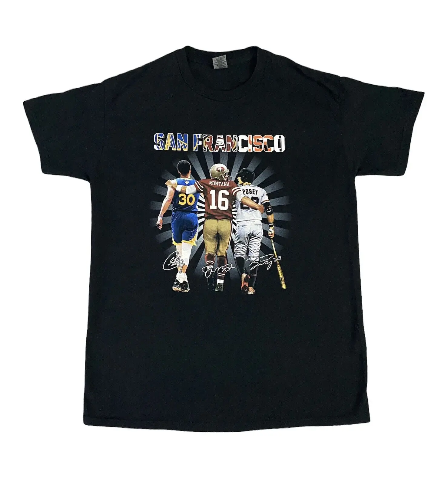 49Ers Giants Golden State Curry Montana Posey San Francisco Signs Shirt Maniche Lunghe O Corte