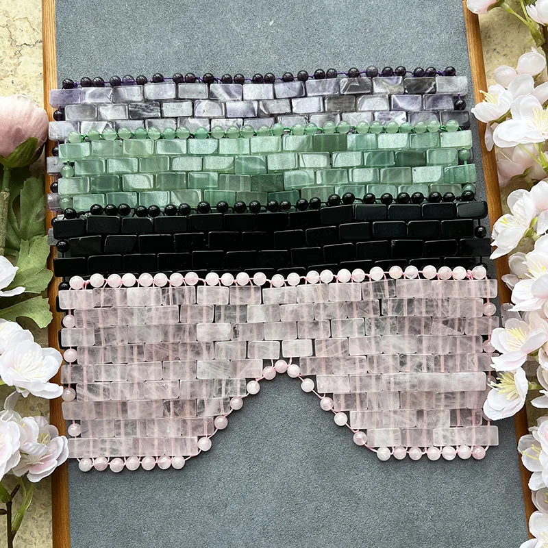 Crystal Cooling Eye Mask Natural Gemstone Hand Made Therapy Eye Massager Amethyst Sleeping Masks Tiger Eye Stone Massage Tool
