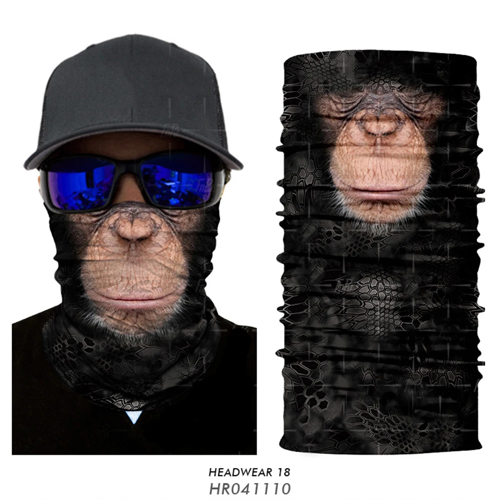 3D Animal Mask Bandana Neck Ghetta Tiger Monkey Funny Ski Mask Moto Face Mask Bicicletta Traspirante Snood Passamontagna Antivento