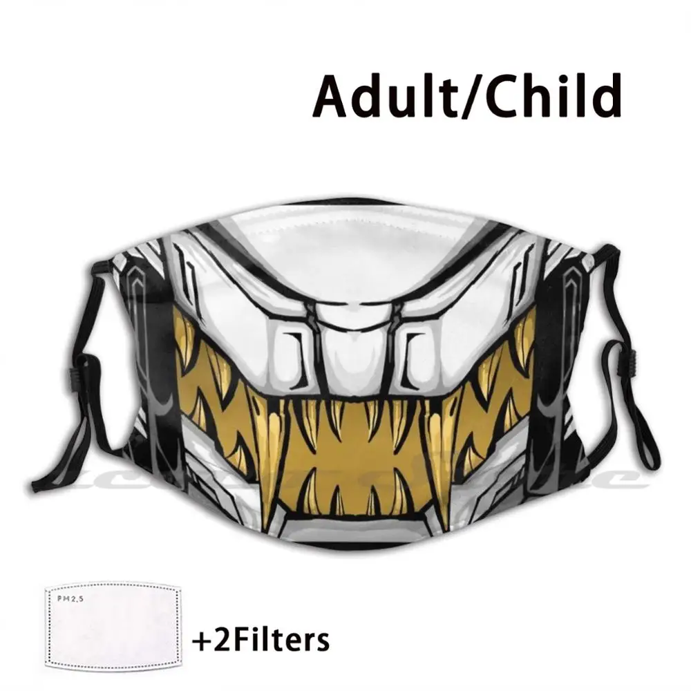 White Mecha Liger Lavabile Trend Personalizzato Pm2.5 Maschera Filtrante Mecha Animal Mech Liger Tiger Lion Mech Mecha Denti Oro